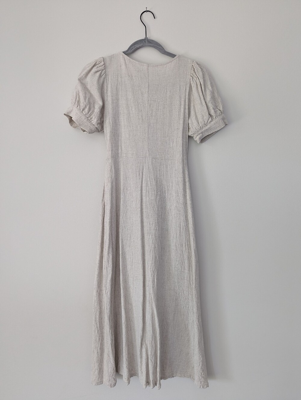 Rachel Pally Piper Dress Linen Blend Puff Sleeve Button Tie Waist Midi USA - Picture 5 of 12